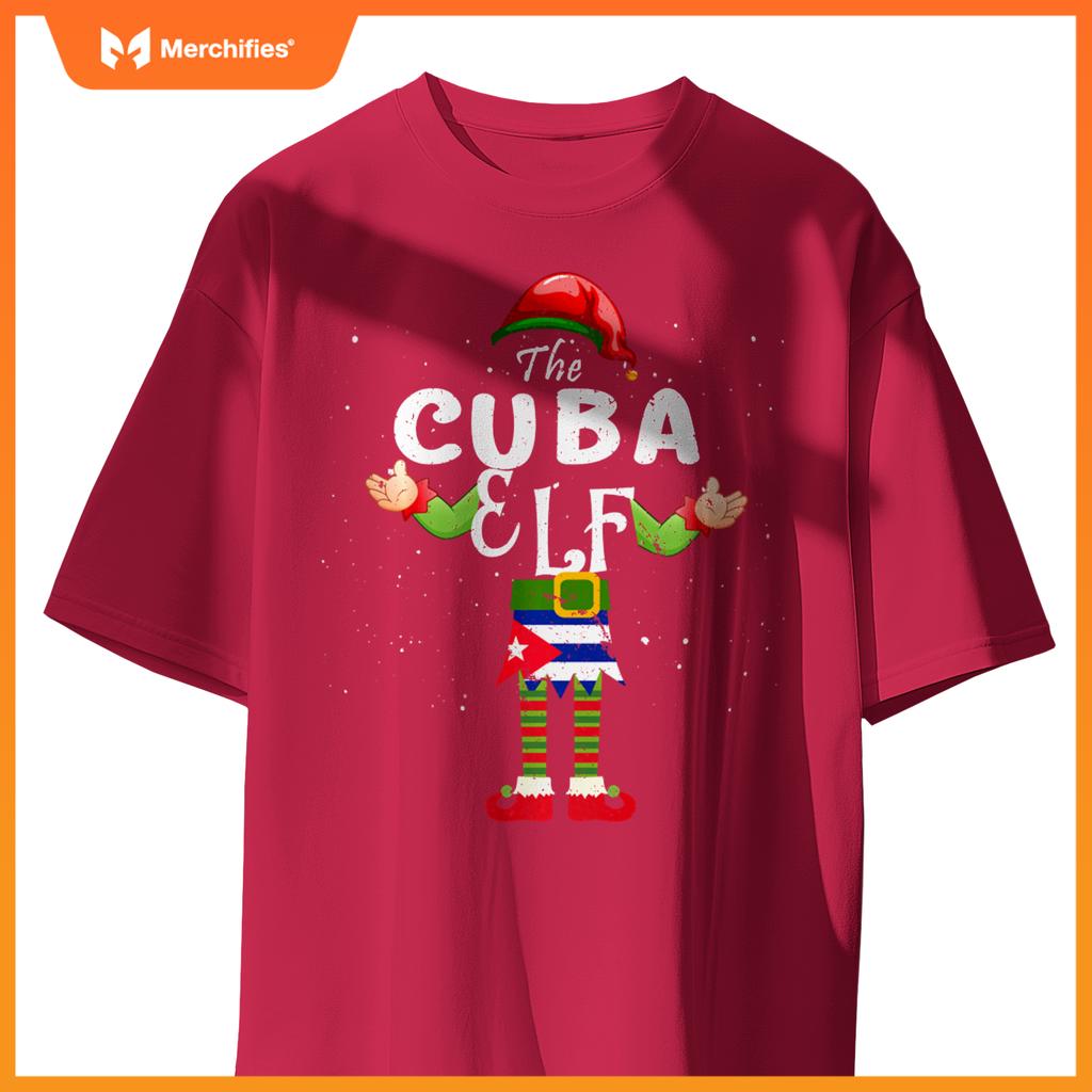 Cuba Elf Matching Proud Patriotic Group Christmas Party T-Shirt