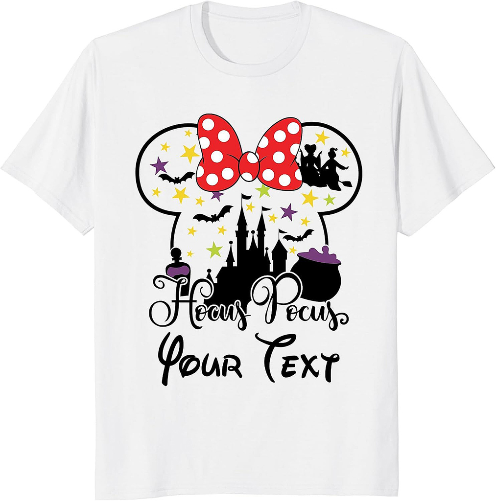 Custom Halloween Hocus Pocus Mouse Ear Shirt, Personalized Family Matching Halloween T-Shirts, Magical Castle Spooky Outfit