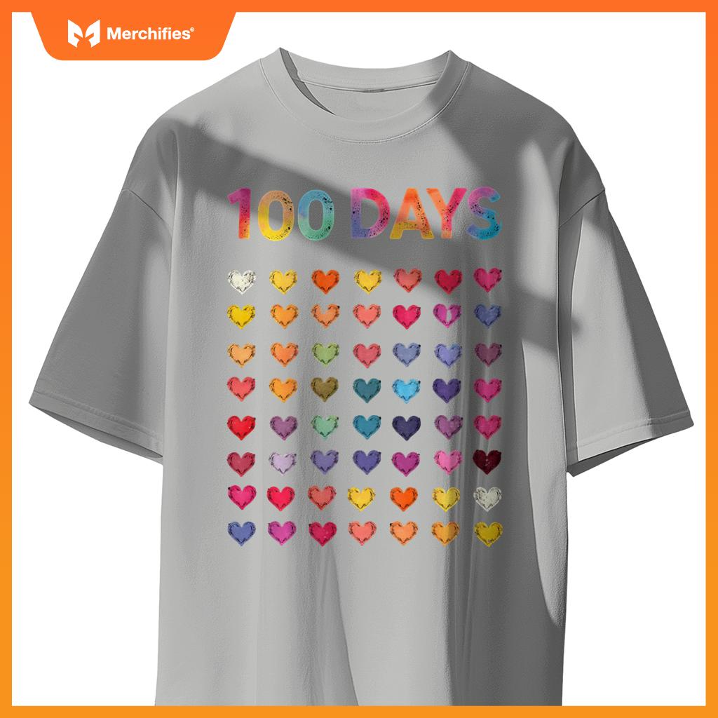 Cute 100 Days of school 100 Hearts 100th Day Kids Teacher