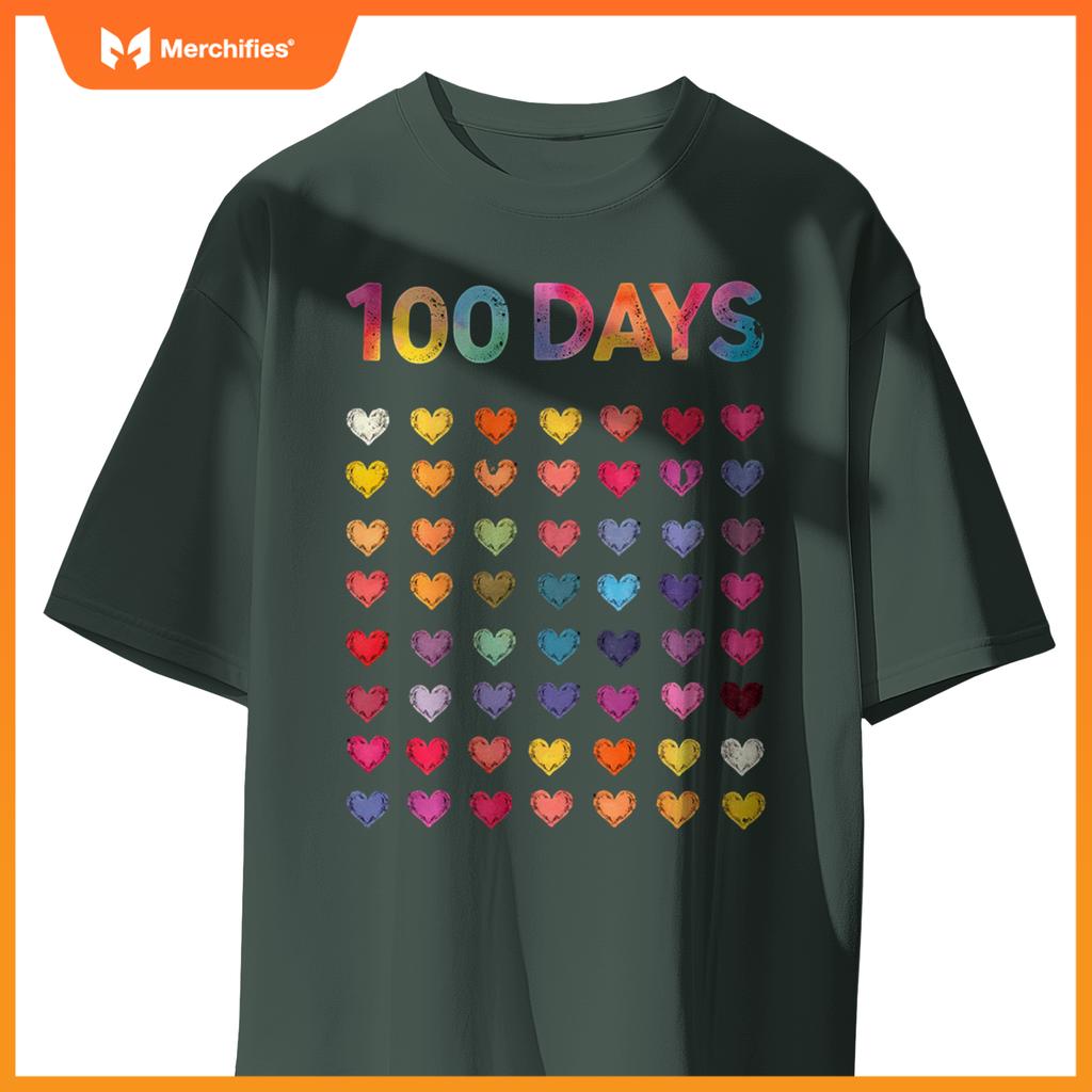 Cute 100 Days of school 100 Hearts 100th Day Kids Teacher