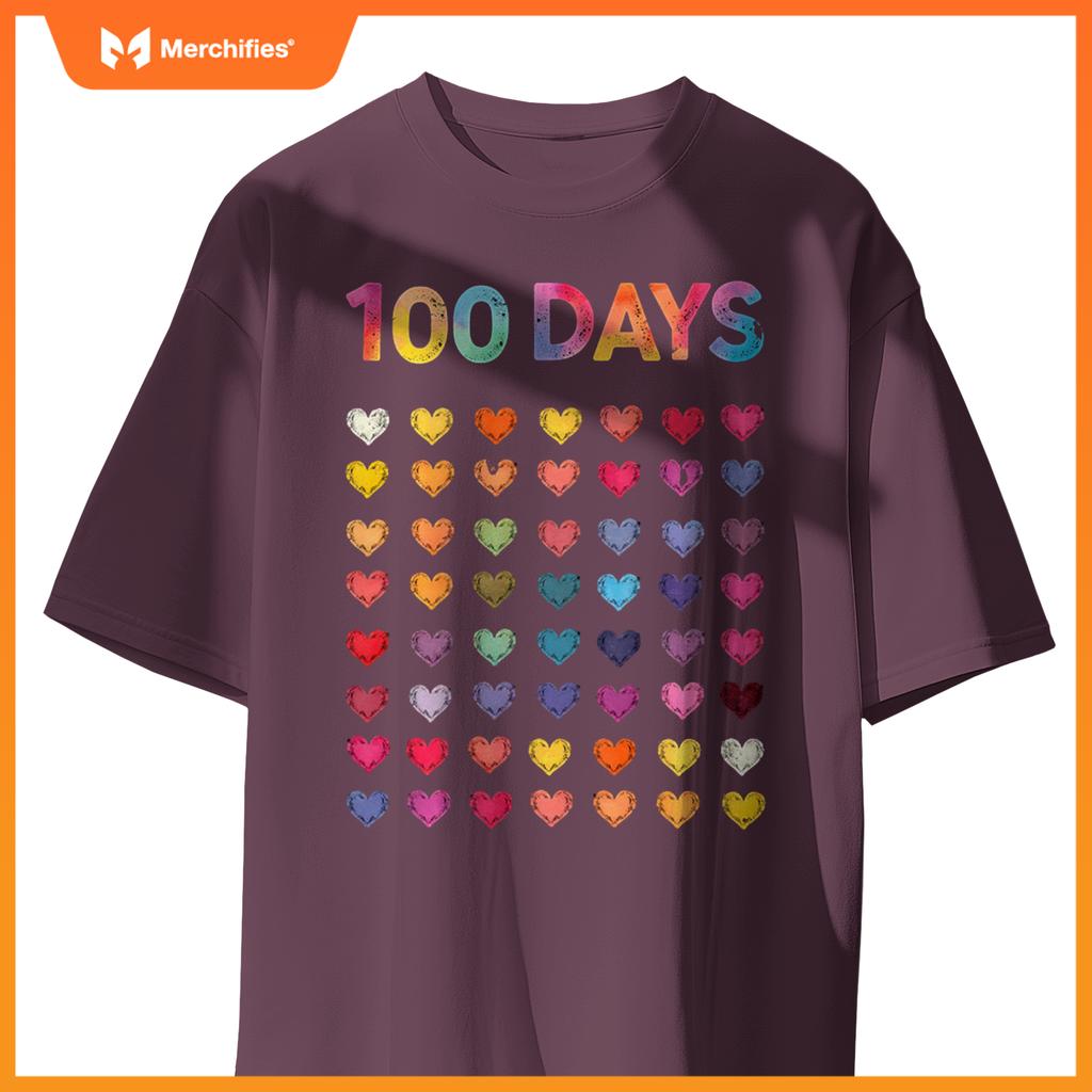 Cute 100 Days of school 100 Hearts 100th Day Kids Teacher