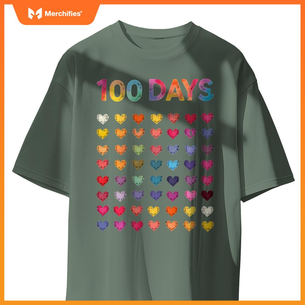 Cute 100 Days of school 100 Hearts 100th Day Kids Teacher