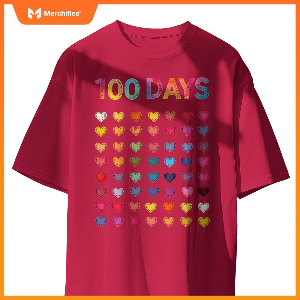 Cute 100 Days of school 100 Hearts 100th Day Kids Teacher