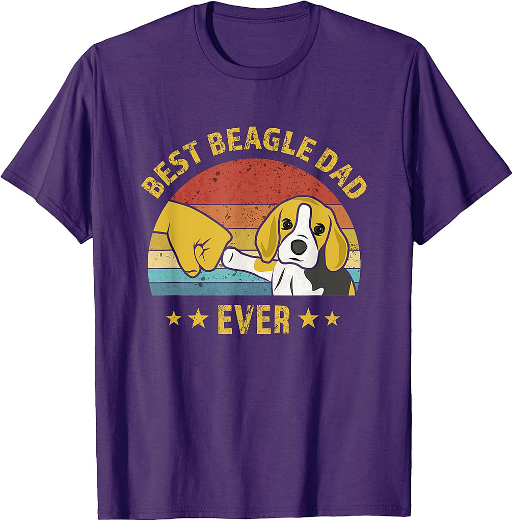 Cute Best Beagle Dad Ever Vintage Puppy Lover Retro T-Shirt