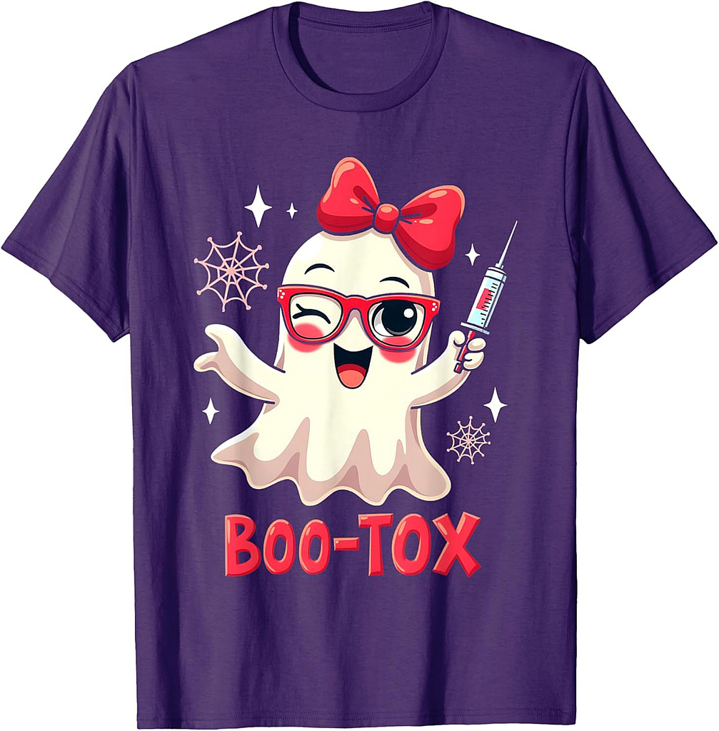 Cute Boo-Tox Halloween Pun Ghost Funny Spooky Design T-Shirt