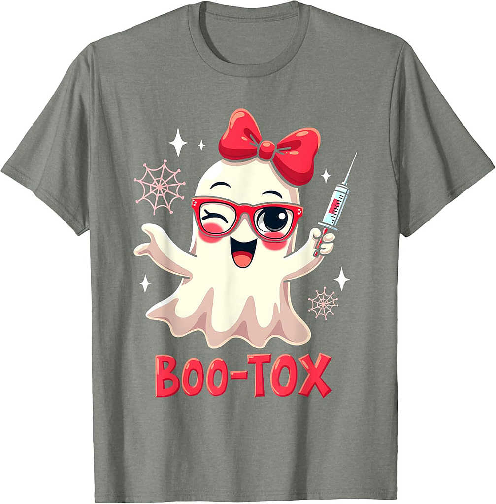 Cute Boo-Tox Halloween Pun Ghost Funny Spooky Design T-Shirt