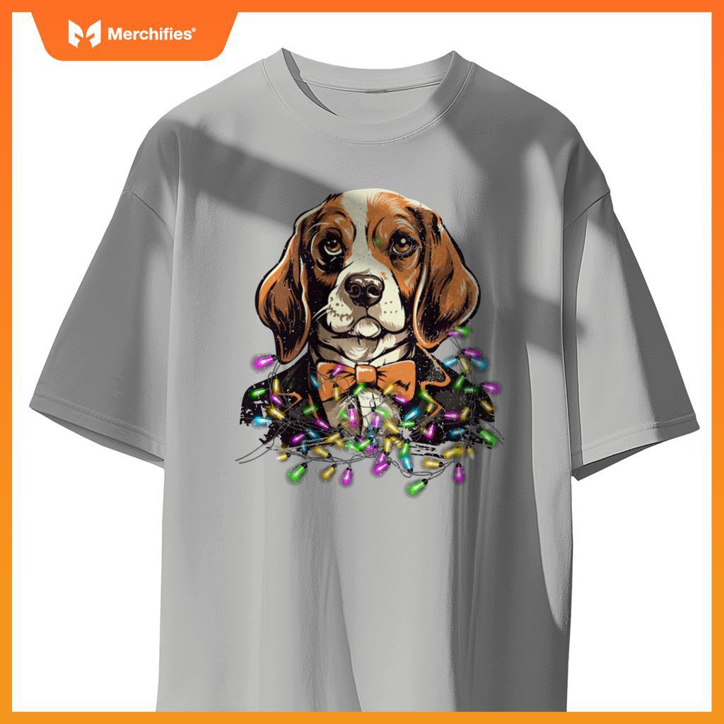 Cute Christmas Lights Beagle Dog T-Shirt