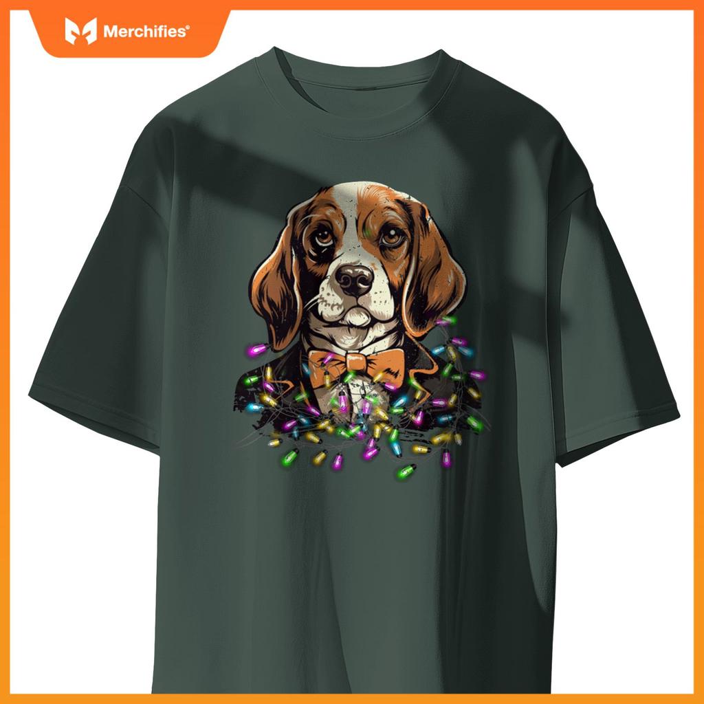 Cute Christmas Lights Beagle Dog T-Shirt