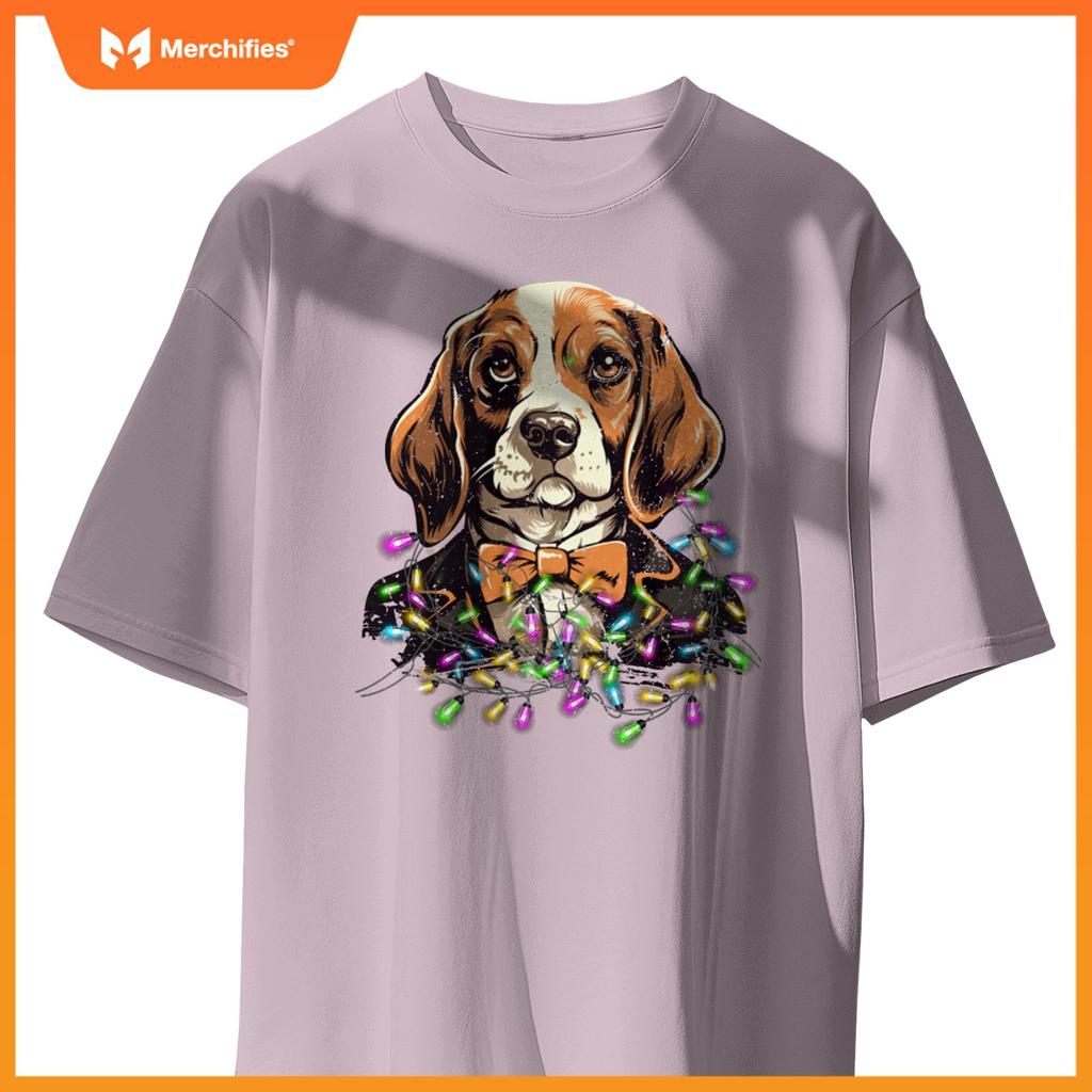 Cute Christmas Lights Beagle Dog T-Shirt