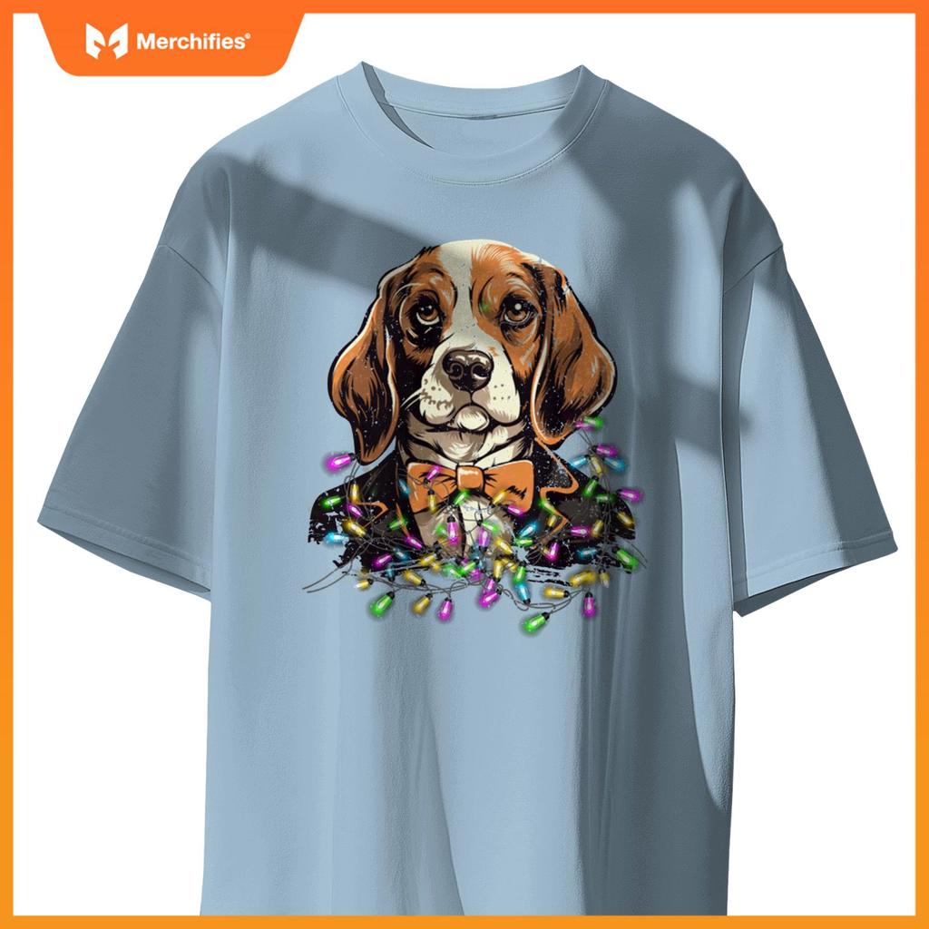 Cute Christmas Lights Beagle Dog T-Shirt