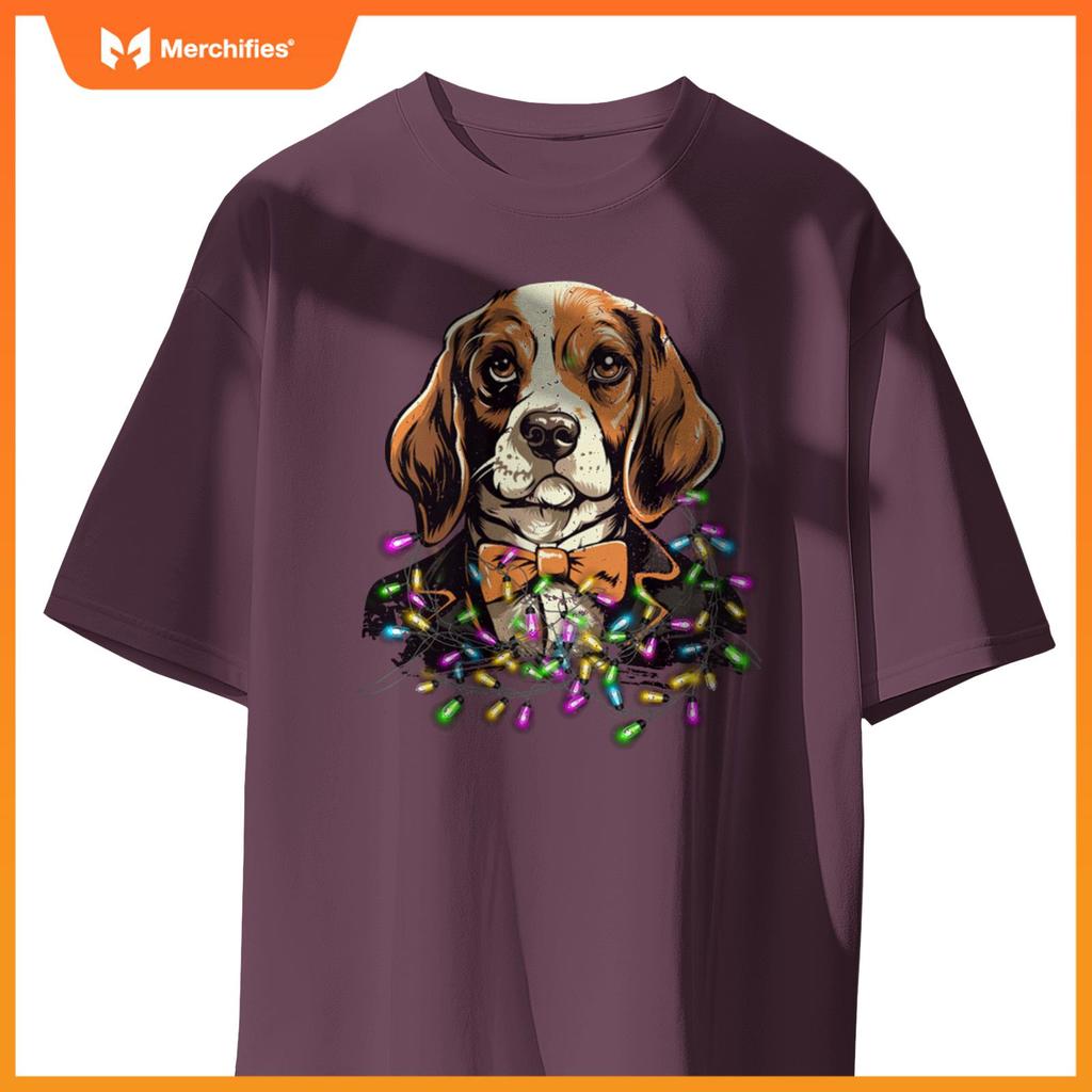 Cute Christmas Lights Beagle Dog T-Shirt