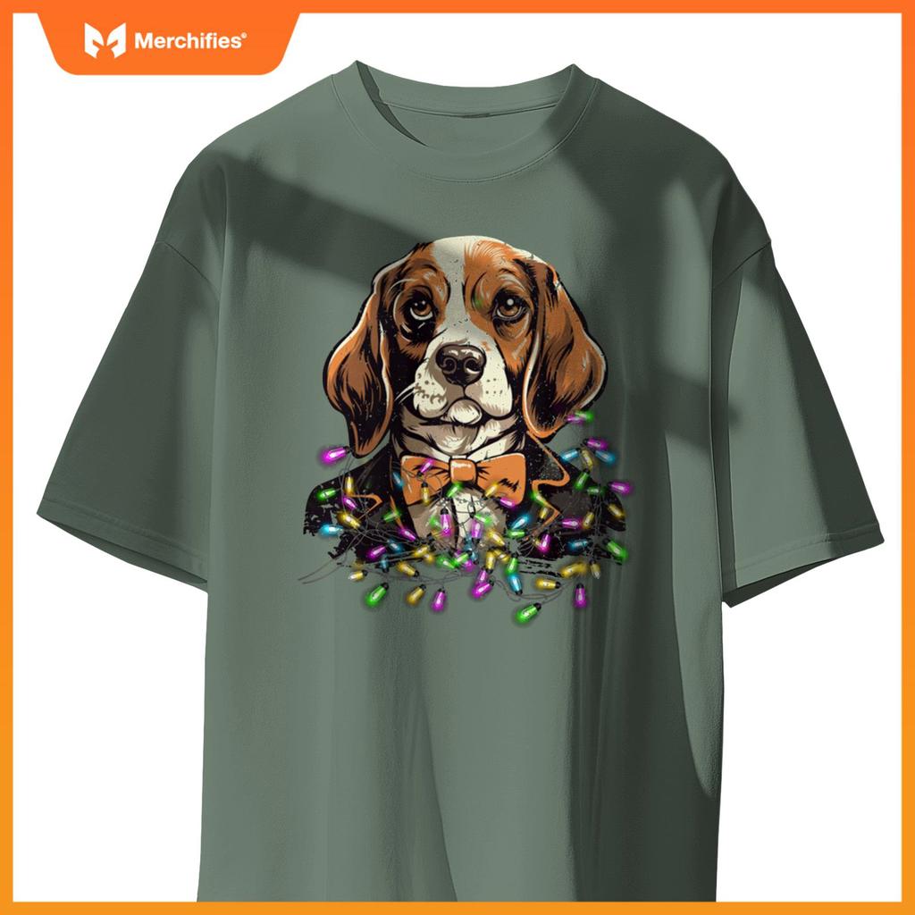 Cute Christmas Lights Beagle Dog T-Shirt