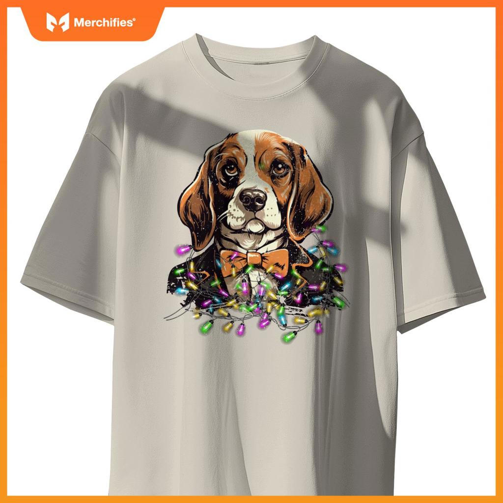 Cute Christmas Lights Beagle Dog T-Shirt