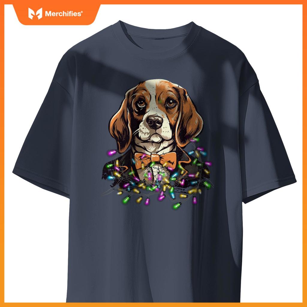 Cute Christmas Lights Beagle Dog T-Shirt