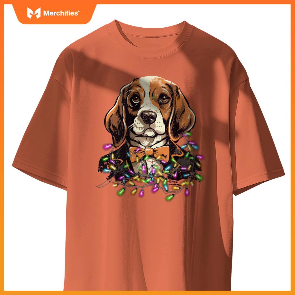 Cute Christmas Lights Beagle Dog T-Shirt