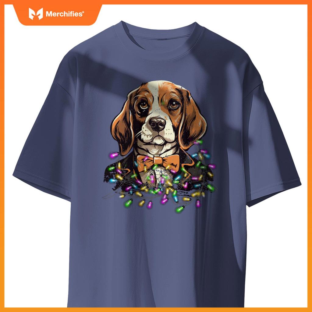 Cute Christmas Lights Beagle Dog T-Shirt