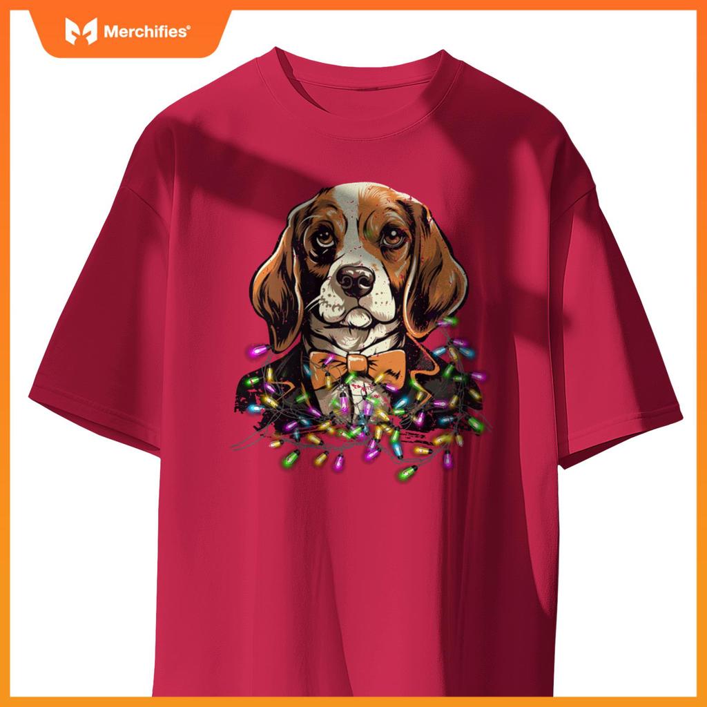 Cute Christmas Lights Beagle Dog T-Shirt
