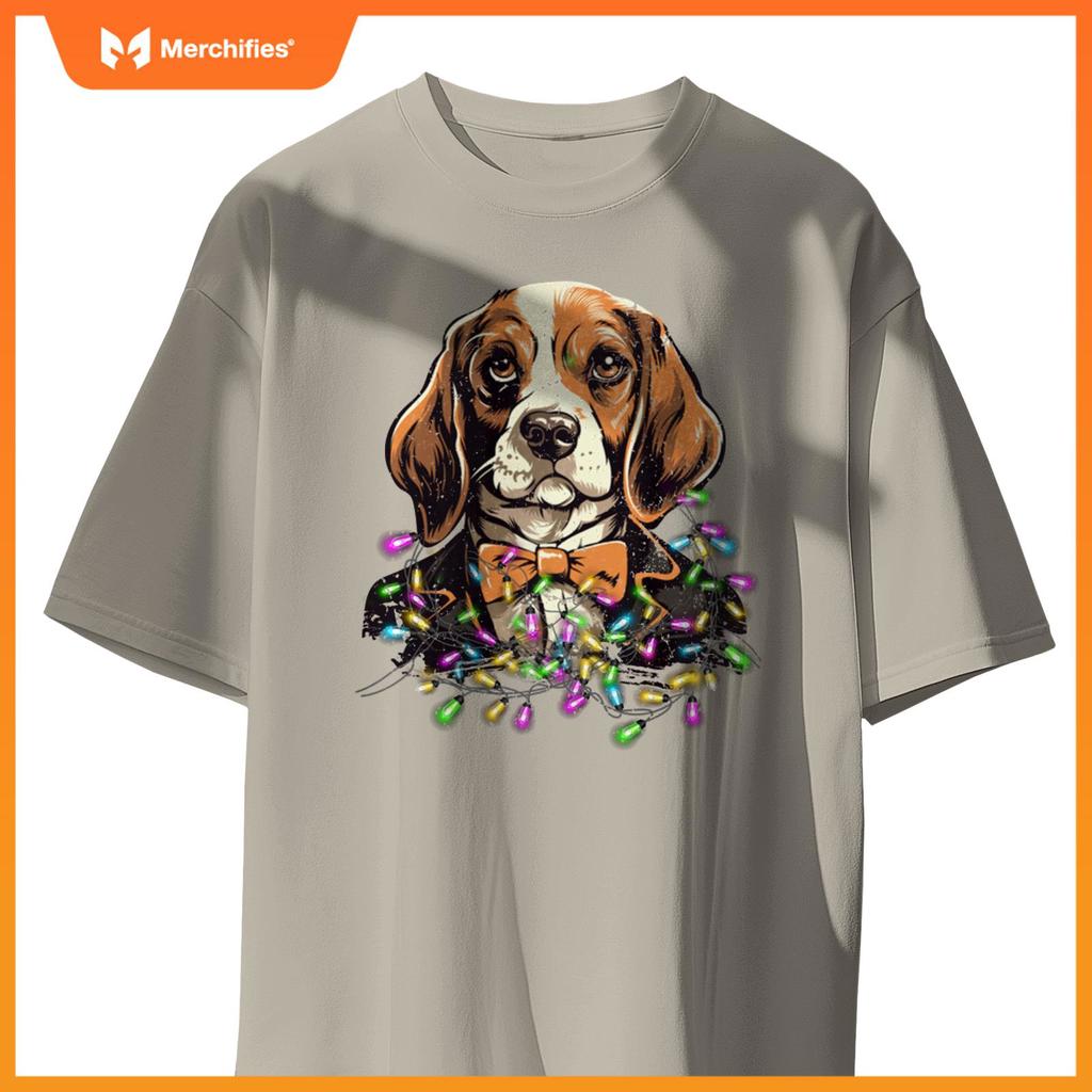 Cute Christmas Lights Beagle Dog T-Shirt