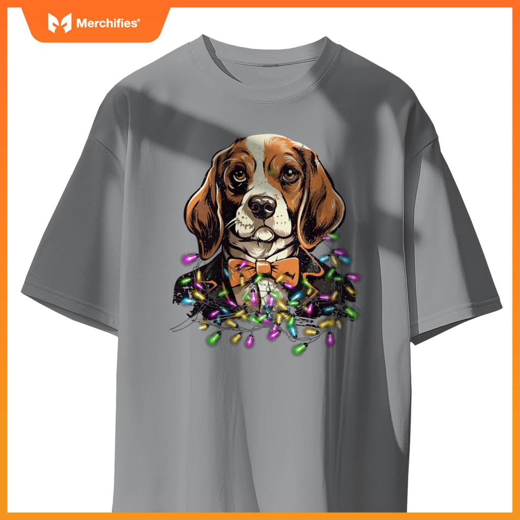 Cute Christmas Lights Beagle Dog T-Shirt