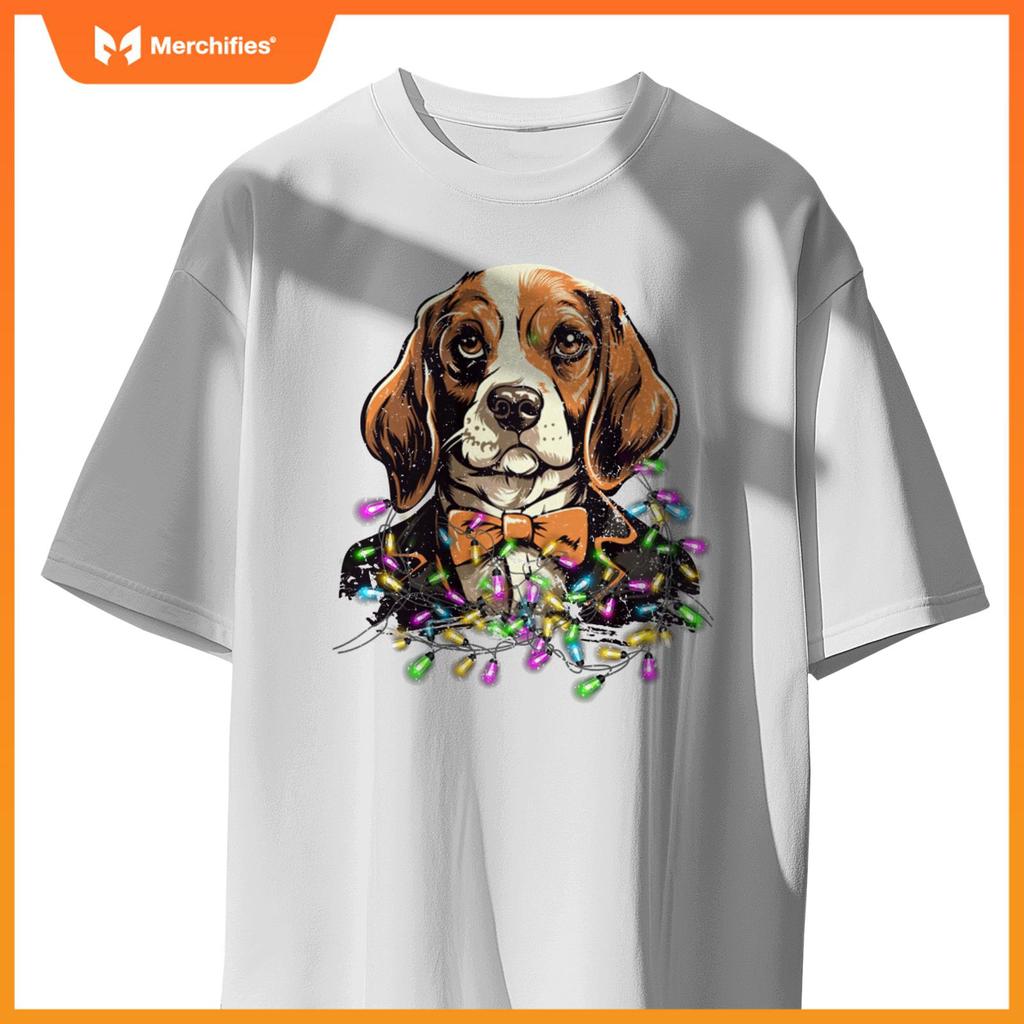 Cute Christmas Lights Beagle Dog T-Shirt
