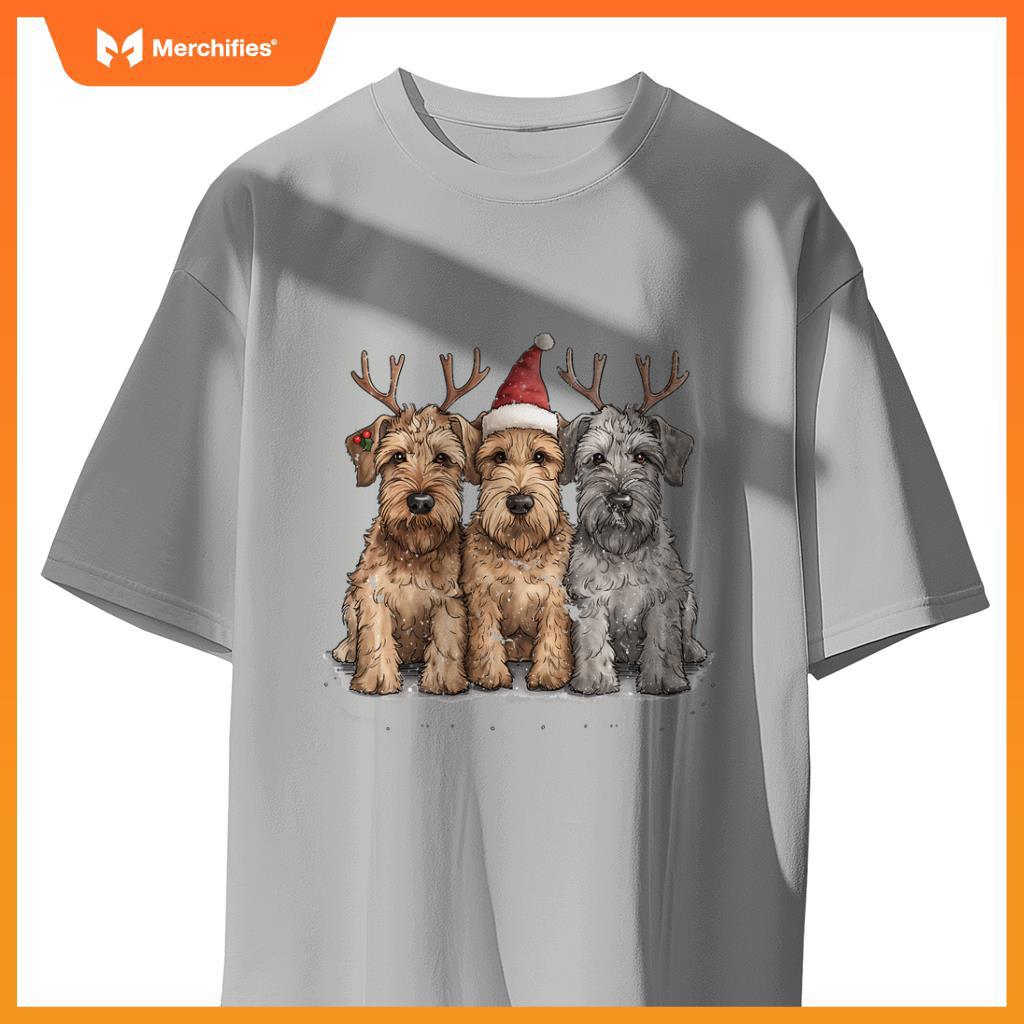 Cute Christmas Welsh Wire Fox Terrier Dogs Santa Hat Puppy T-Shirt