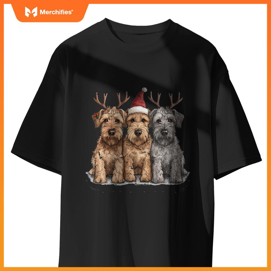 Cute Christmas Welsh Wire Fox Terrier Dogs Santa Hat Puppy T-Shirt