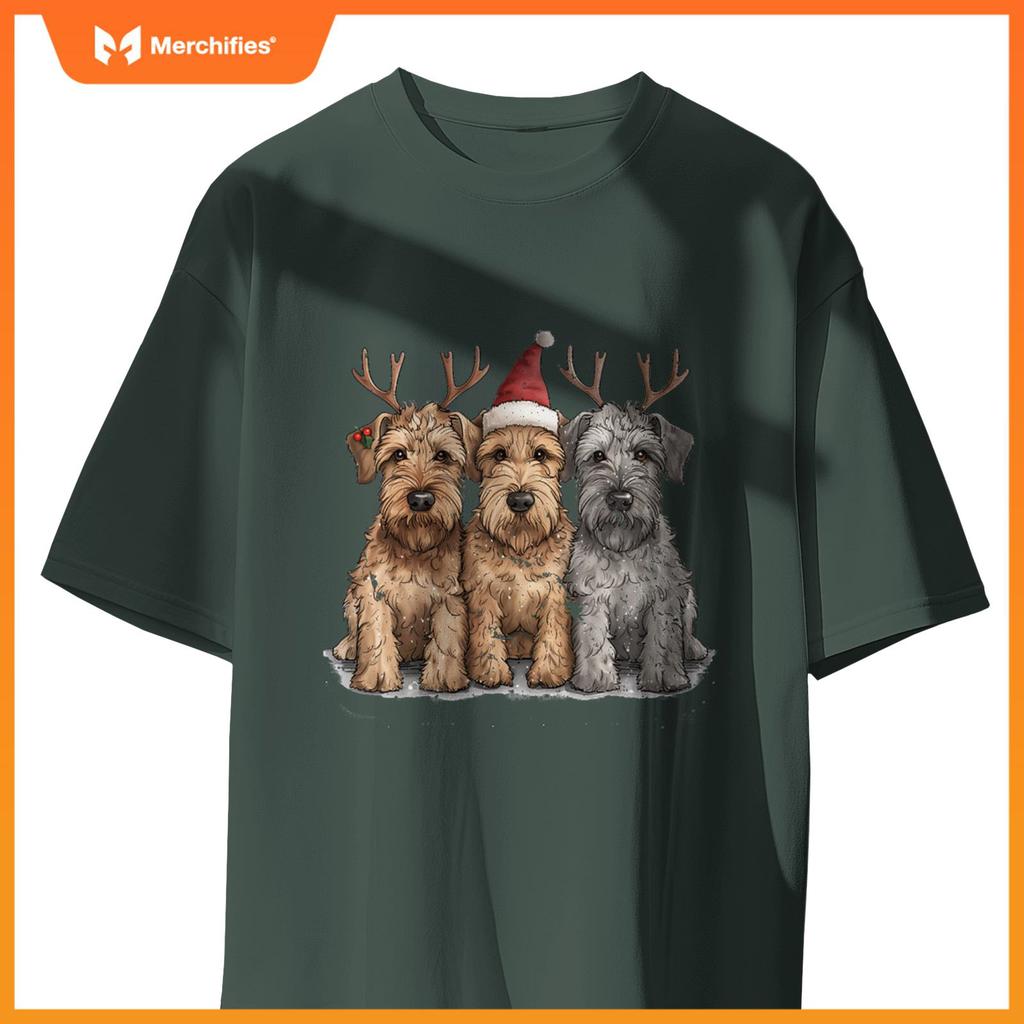 Cute Christmas Welsh Wire Fox Terrier Dogs Santa Hat Puppy T-Shirt