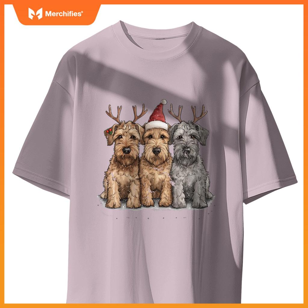 Cute Christmas Welsh Wire Fox Terrier Dogs Santa Hat Puppy T-Shirt