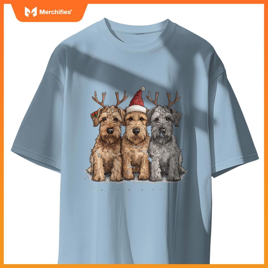 Cute Christmas Welsh Wire Fox Terrier Dogs Santa Hat Puppy T-Shirt