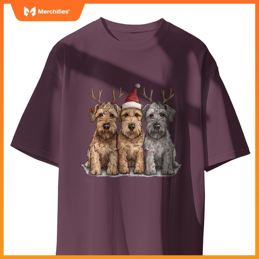 Cute Christmas Welsh Wire Fox Terrier Dogs Santa Hat Puppy T-Shirt
