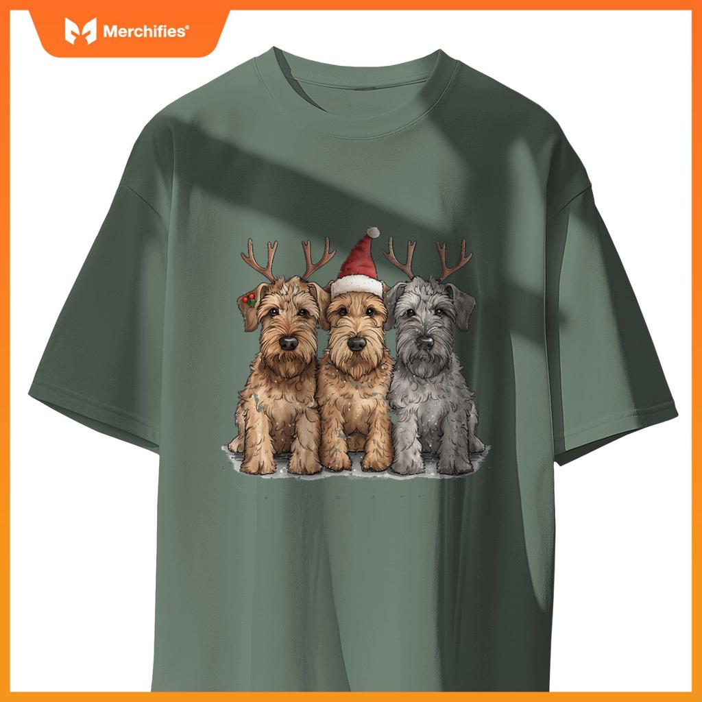 Cute Christmas Welsh Wire Fox Terrier Dogs Santa Hat Puppy T-Shirt
