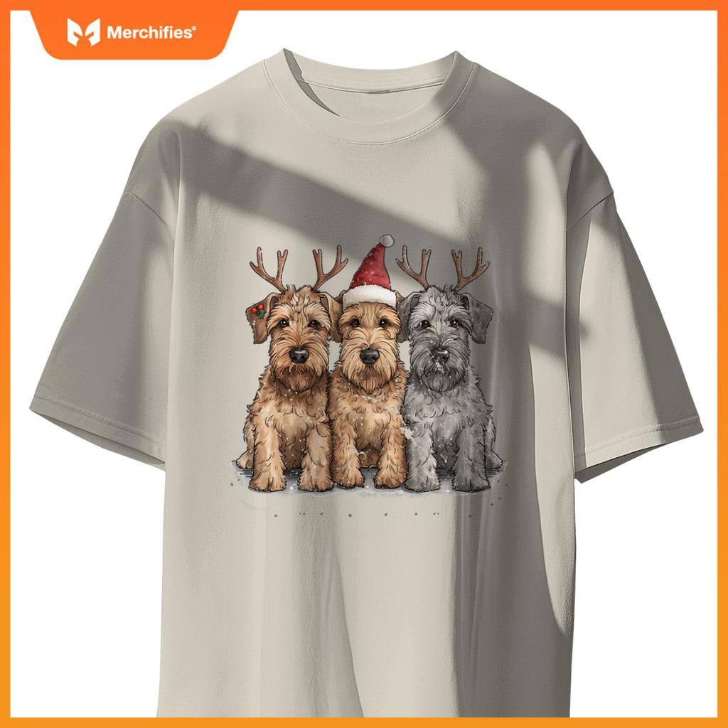 Cute Christmas Welsh Wire Fox Terrier Dogs Santa Hat Puppy T-Shirt