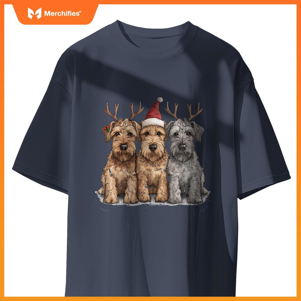 Cute Christmas Welsh Wire Fox Terrier Dogs Santa Hat Puppy T-Shirt