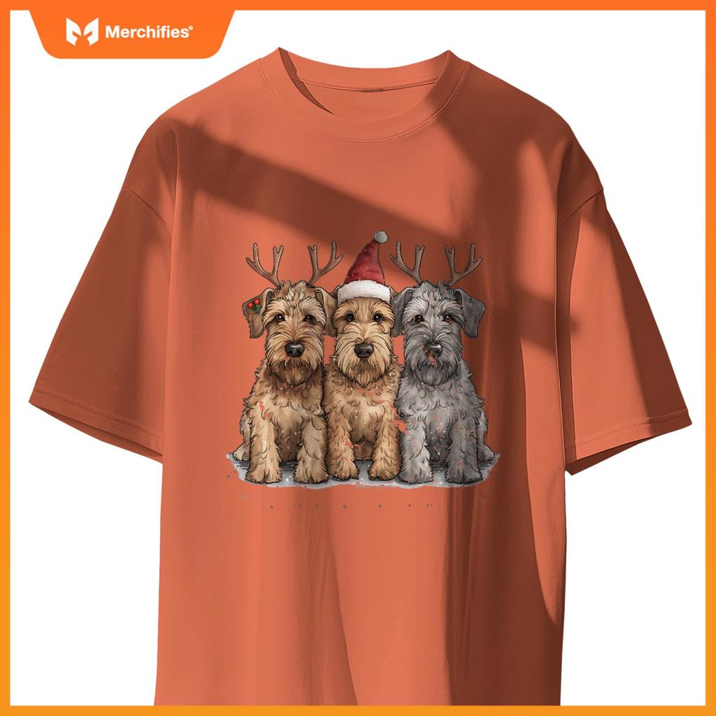 Cute Christmas Welsh Wire Fox Terrier Dogs Santa Hat Puppy T-Shirt