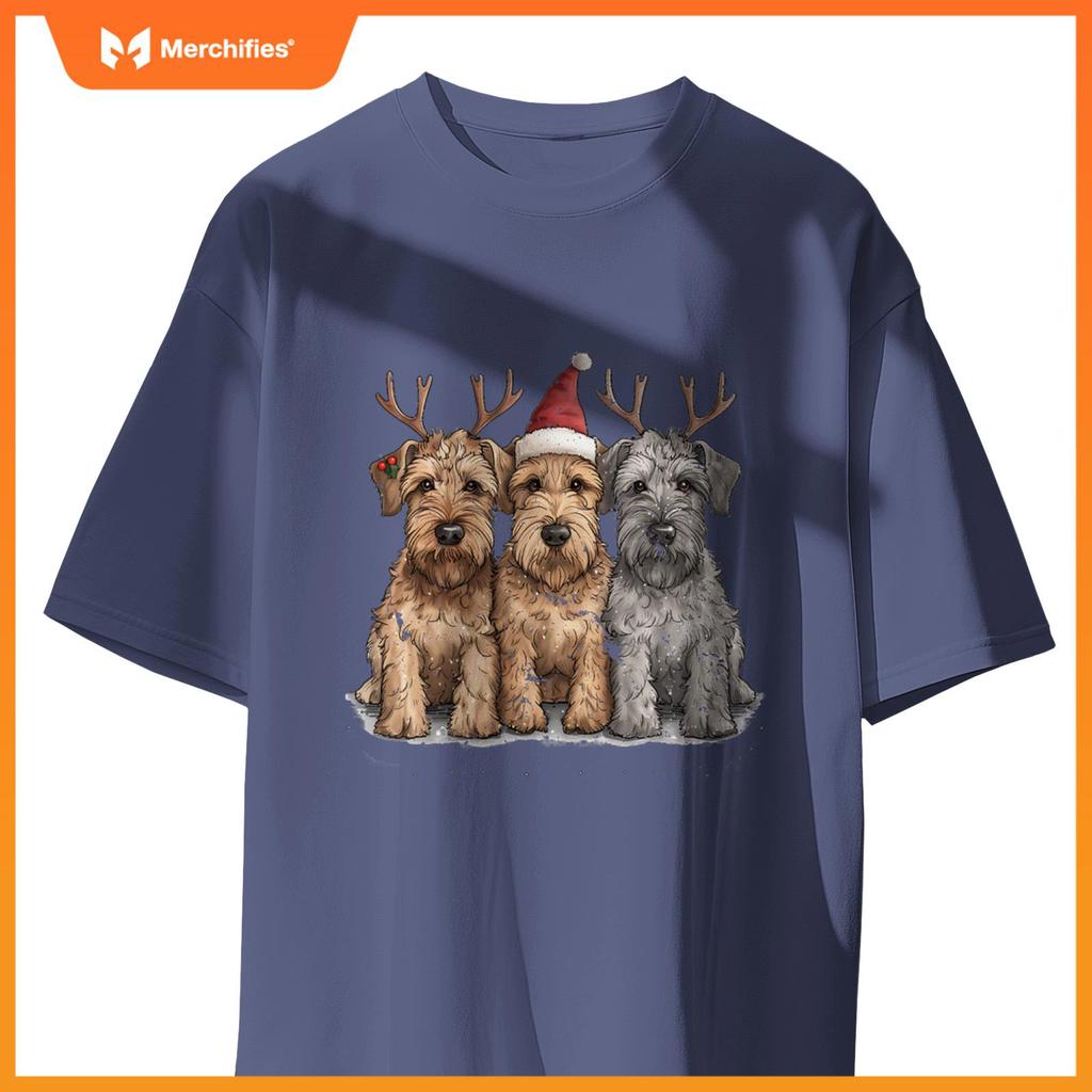 Cute Christmas Welsh Wire Fox Terrier Dogs Santa Hat Puppy T-Shirt