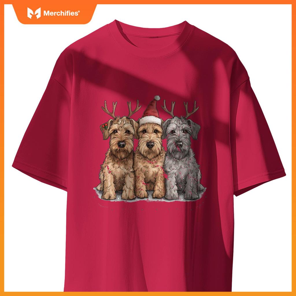 Cute Christmas Welsh Wire Fox Terrier Dogs Santa Hat Puppy T-Shirt