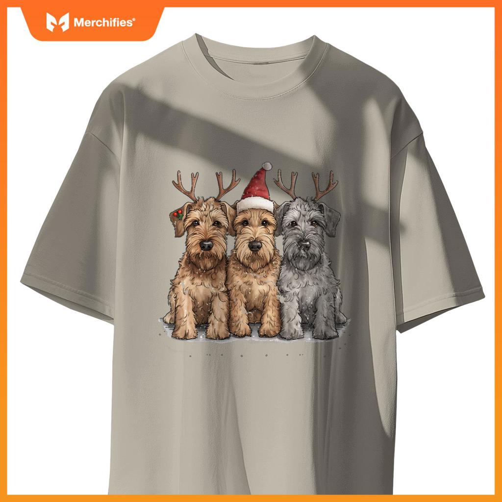 Cute Christmas Welsh Wire Fox Terrier Dogs Santa Hat Puppy T-Shirt
