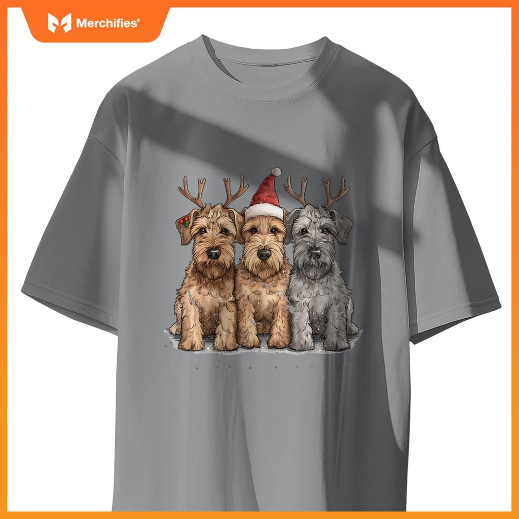 Cute Christmas Welsh Wire Fox Terrier Dogs Santa Hat Puppy T-Shirt