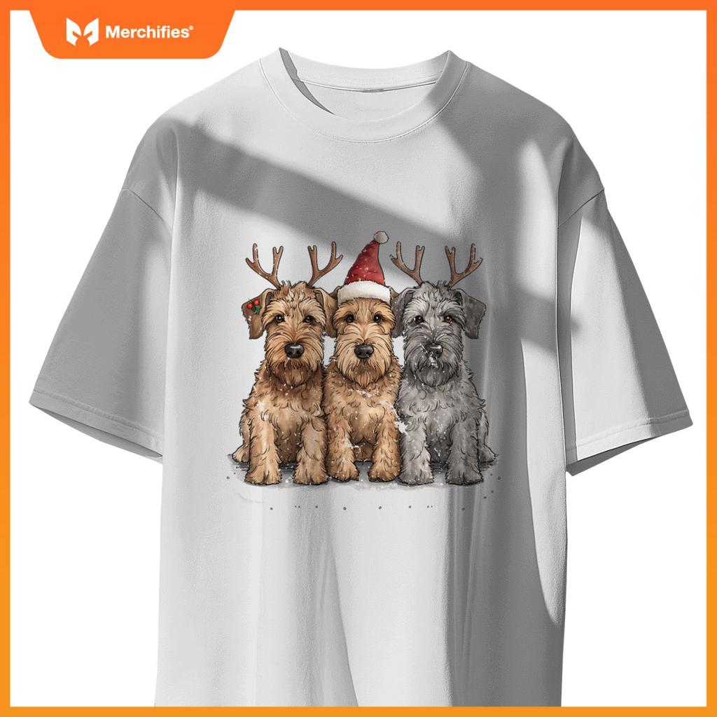 Cute Christmas Welsh Wire Fox Terrier Dogs Santa Hat Puppy T-Shirt