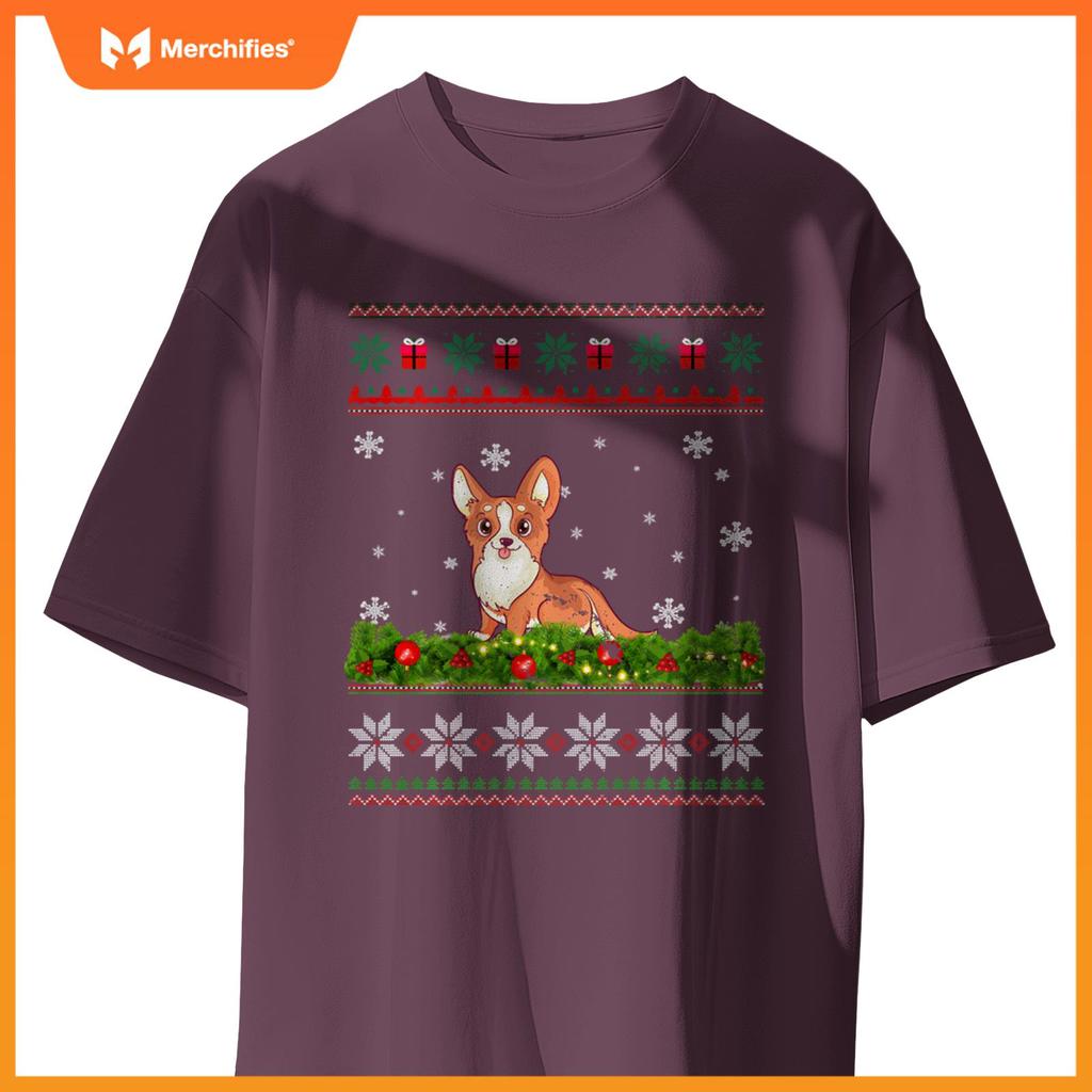 Cute Dog Xmas Ugly Lighting Santa Christmas T-Shirt
