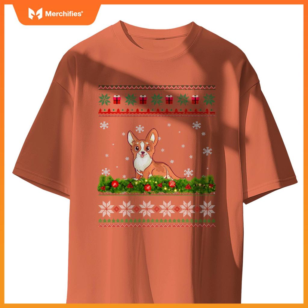 Cute Dog Xmas Ugly Lighting Santa Christmas T-Shirt