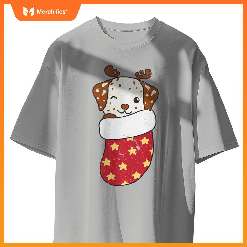 Cute Dogs In Christmas Stockings For Christmas Dalmatians T-Shirt