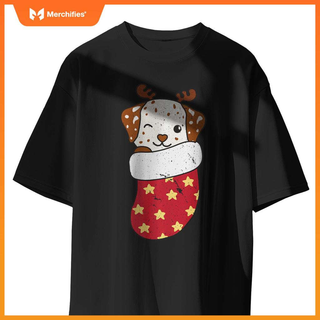 Cute Dogs In Christmas Stockings For Christmas Dalmatians T-Shirt
