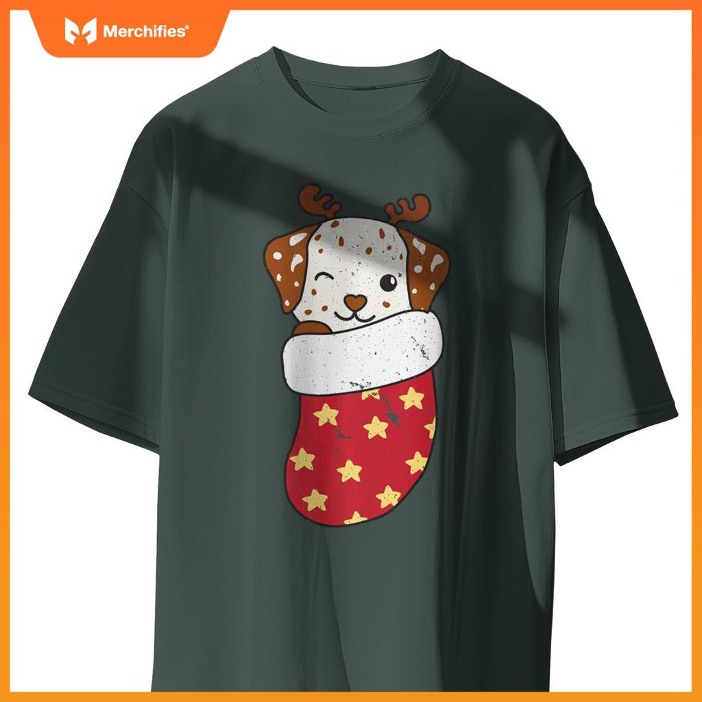 Cute Dogs In Christmas Stockings For Christmas Dalmatians T-Shirt