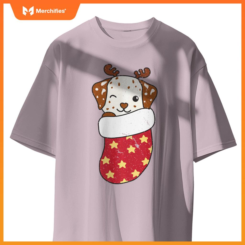 Cute Dogs In Christmas Stockings For Christmas Dalmatians T-Shirt
