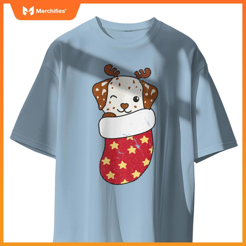 Cute Dogs In Christmas Stockings For Christmas Dalmatians T-Shirt