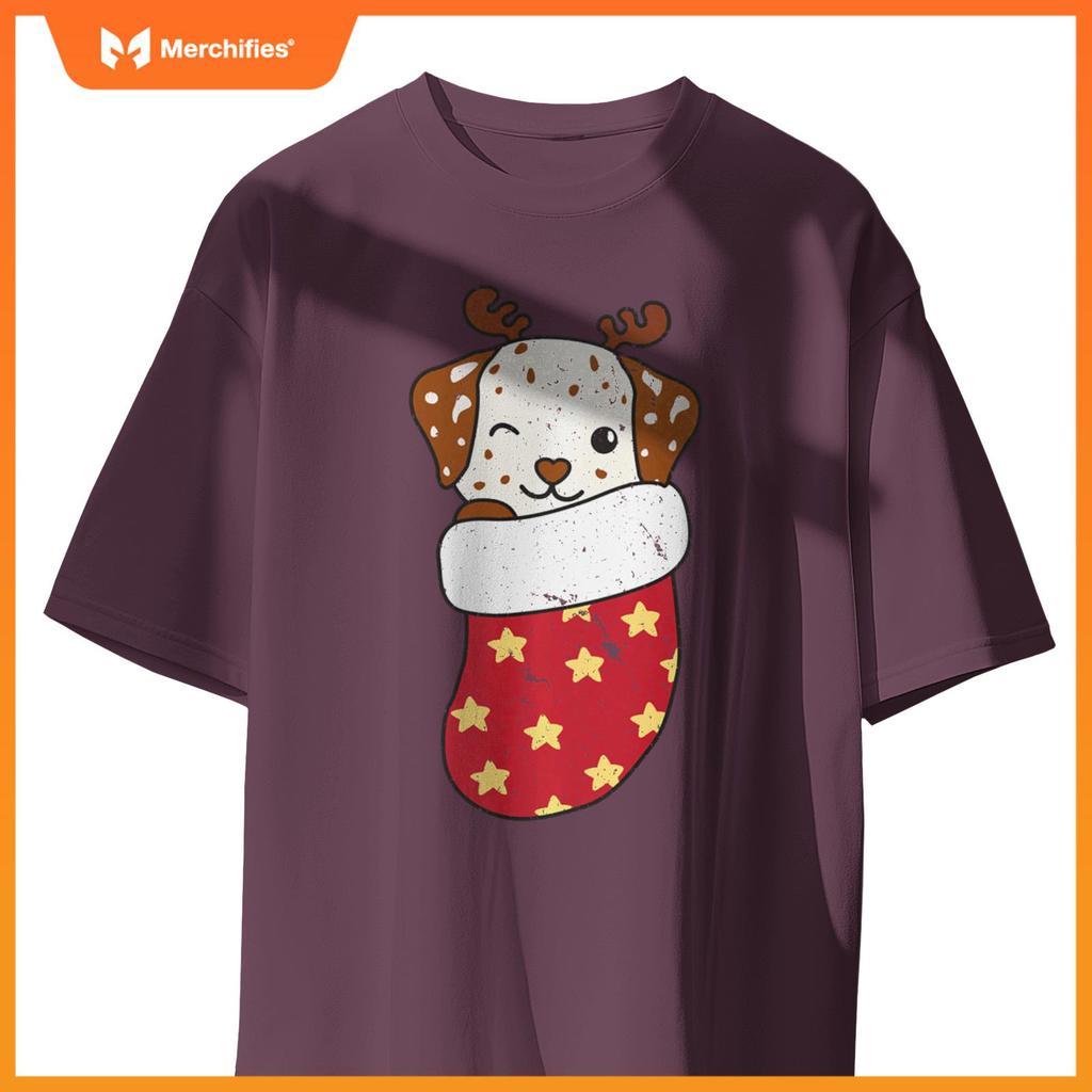 Cute Dogs In Christmas Stockings For Christmas Dalmatians T-Shirt