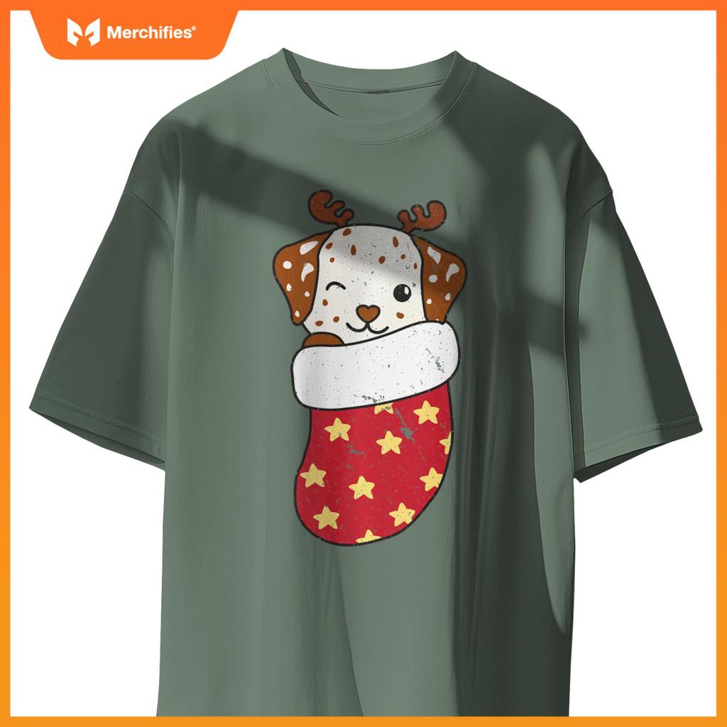 Cute Dogs In Christmas Stockings For Christmas Dalmatians T-Shirt