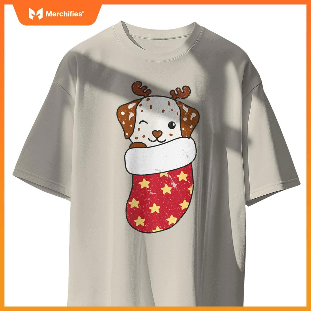 Cute Dogs In Christmas Stockings For Christmas Dalmatians T-Shirt