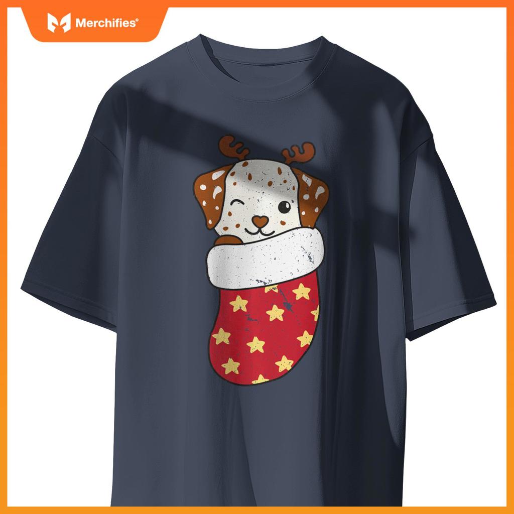Cute Dogs In Christmas Stockings For Christmas Dalmatians T-Shirt
